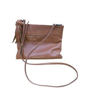 The Sak Collective Leather Tomboy Crossbody Bag With Tassel Accent In Tan